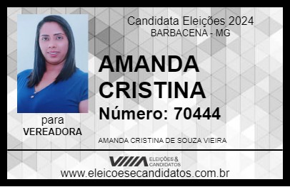 Candidato AMANDA CRISTINA 2024 - BARBACENA - Eleições