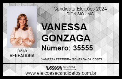 Candidato VANESSA GONZAGA 2024 - DIONÍSIO - Eleições