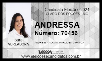 Candidato ANDRESSA 2024 - CLARO DOS POÇÕES - Eleições