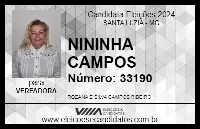 Candidato NININHA CAMPOS 2024 - SANTA LUZIA - Eleições