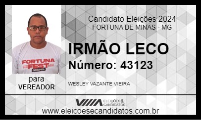 Candidato IRMÃO LECO 2024 - FORTUNA DE MINAS - Eleições