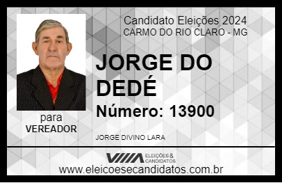 Candidato JORGE DO DEDÉ 2024 - CARMO DO RIO CLARO - Eleições