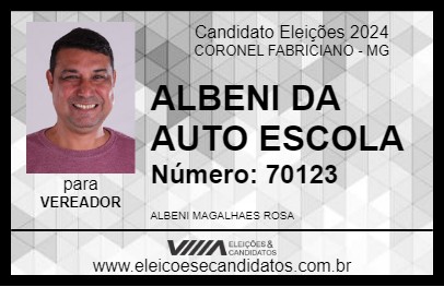 Candidato ALBENI DA AUTO ESCOLA 2024 - CORONEL FABRICIANO - Eleições