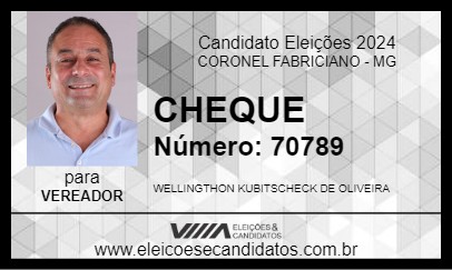 Candidato CHEQUE 2024 - CORONEL FABRICIANO - Eleições