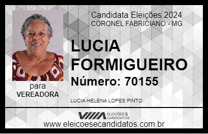 Candidato LUCIA FORMIGUEIRO  2024 - CORONEL FABRICIANO - Eleições