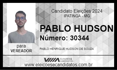 Candidato PABLO HUDSON 2024 - IPATINGA - Eleições