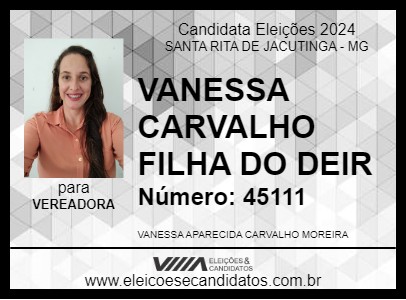 Candidato VANESSA CARVALHO FILHA DO DEIR 2024 - SANTA RITA DE JACUTINGA - Eleições