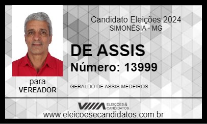 Candidato DE ASSIS 2024 - SIMONÉSIA - Eleições