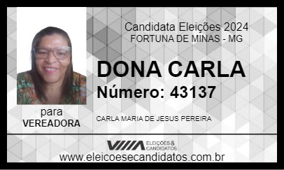 Candidato DONA CARLA 2024 - FORTUNA DE MINAS - Eleições