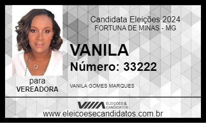 Candidato VANILA 2024 - FORTUNA DE MINAS - Eleições