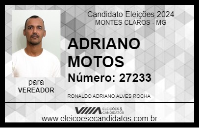 Candidato ADRIANO MOTOS 2024 - MONTES CLAROS - Eleições