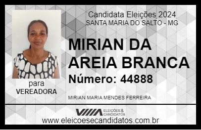 Candidato MIRIAN DA AREIA BRANCA 2024 - SANTA MARIA DO SALTO - Eleições