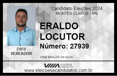 Candidato ERALDO LOCUTOR 2024 - MONTES CLAROS - Eleições