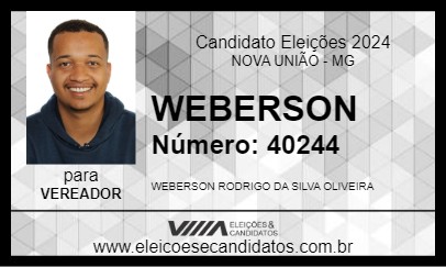 Candidato WEBERSON  2024 - NOVA UNIÃO - Eleições