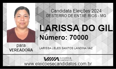 Candidato LARISSA DO GIL 2024 - DESTERRO DE ENTRE RIOS - Eleições