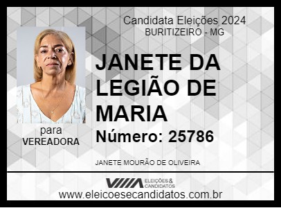 Candidato JANETE DA LEGIÃO DE MARIA 2024 - BURITIZEIRO - Eleições