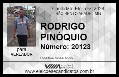 Candidato RODRIGO PINÓQUIO 2024 - SÃO BENTO ABADE - Eleições