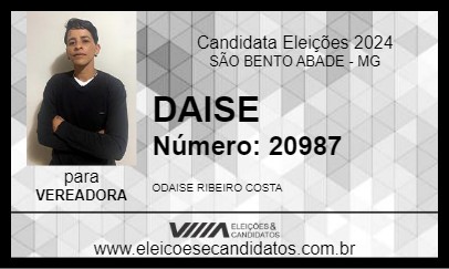 Candidato DAISE 2024 - SÃO BENTO ABADE - Eleições