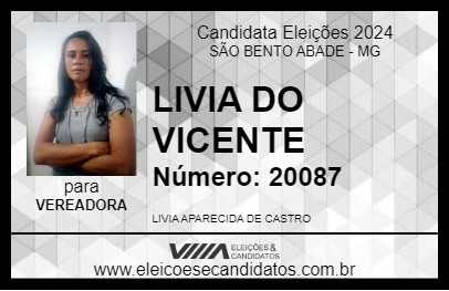 Candidato LIVIA DO VICENTE 2024 - SÃO BENTO ABADE - Eleições