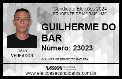 Candidato GUILHERME DO BAR 2024 - PRUDENTE DE MORAIS - Eleições