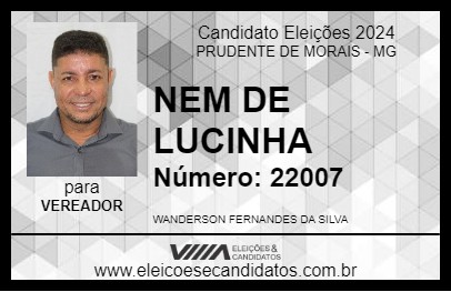 Candidato NEM DE LUCINHA 2024 - PRUDENTE DE MORAIS - Eleições