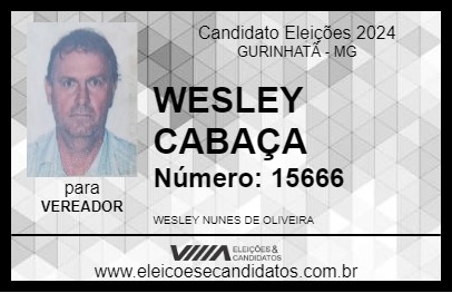 Candidato WESLEY CABAÇA 2024 - GURINHATÃ - Eleições