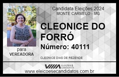 Candidato CLEONICE DO FORRÓ 2024 - MONTE CARMELO - Eleições