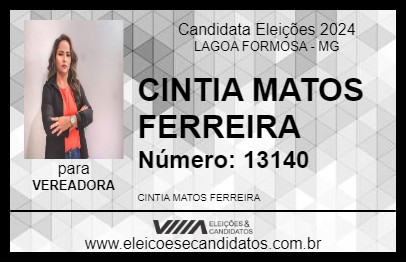 Candidato CINTIA MATOS FERREIRA 2024 - LAGOA FORMOSA - Eleições