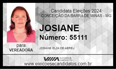 Candidato JOSIANE 2024 - CONCEIÇÃO DA BARRA DE MINAS - Eleições