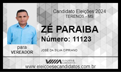 Candidato ZÉ PARAIBA 2024 - TERENOS - Eleições