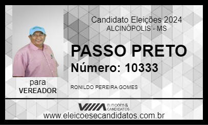 Candidato PASSO PRETO 2024 - ALCINÓPOLIS - Eleições