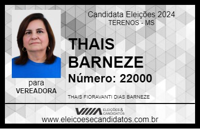 Candidato THAIS BARNEZE 2024 - TERENOS - Eleições