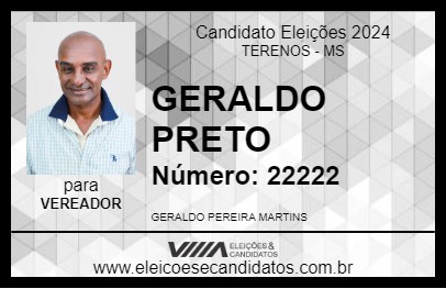 Candidato GERALDO PRETO 2024 - TERENOS - Eleições