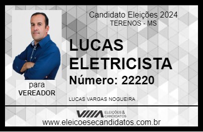 Candidato LUCAS ELETRICISTA 2024 - TERENOS - Eleições