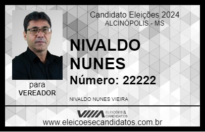 Candidato NIVALDO NUNES 2024 - ALCINÓPOLIS - Eleições