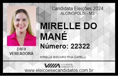 Candidato MIRELLE DO MANÉ 2024 - ALCINÓPOLIS - Eleições