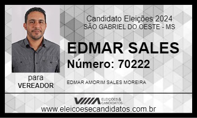 Candidato EDMAR SALES 2024 - SÃO GABRIEL DO OESTE - Eleições