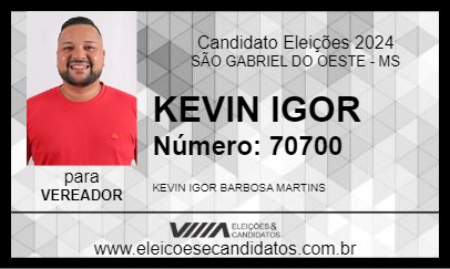 Candidato KEVIN IGOR 2024 - SÃO GABRIEL DO OESTE - Eleições