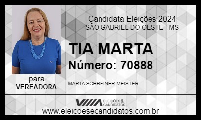 Candidato TIA MARTA 2024 - SÃO GABRIEL DO OESTE - Eleições