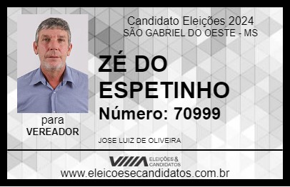 Candidato ZÉ DO ESPETINHO 2024 - SÃO GABRIEL DO OESTE - Eleições