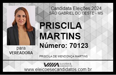 Candidato PRISCILA MARTINS 2024 - SÃO GABRIEL DO OESTE - Eleições