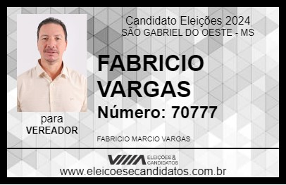 Candidato FABRICIO VARGAS 2024 - SÃO GABRIEL DO OESTE - Eleições