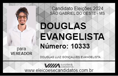 Candidato DOUGLAS EVANGELISTA 2024 - SÃO GABRIEL DO OESTE - Eleições