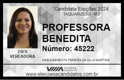 Candidato PROFESSORA BENEDITA 2024 - TAQUARUSSU - Eleições