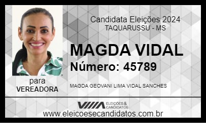 Candidato MAGDA VIDAL 2024 - TAQUARUSSU - Eleições