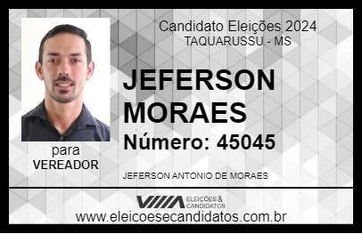 Candidato JEFERSON MORAES 2024 - TAQUARUSSU - Eleições