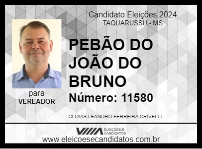 Candidato PEBÃO DO JOÃO DO BRUNO 2024 - TAQUARUSSU - Eleições