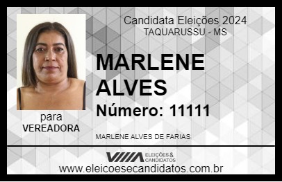 Candidato MARLENE ALVES 2024 - TAQUARUSSU - Eleições