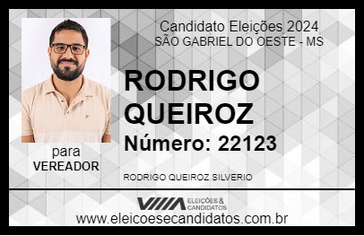 Candidato RODRIGO QUEIROZ 2024 - SÃO GABRIEL DO OESTE - Eleições