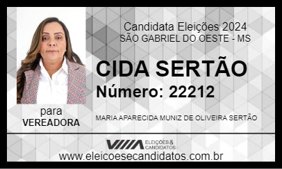 Candidato CIDA SERTÃO 2024 - SÃO GABRIEL DO OESTE - Eleições